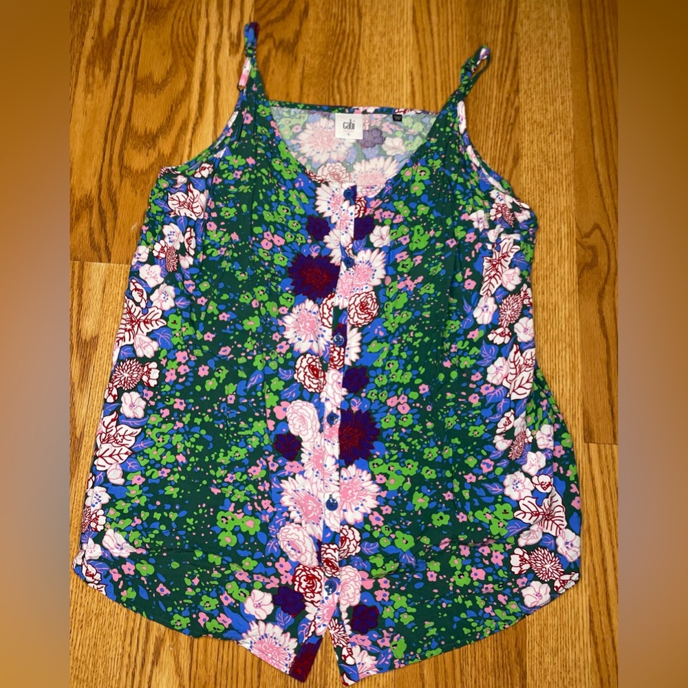 Cabi button down tank top adjustable spaghetti straps